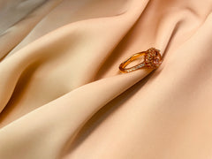 Golden Ring With Crystal Pink Color Stone (Adjustable) - Tarnish Free