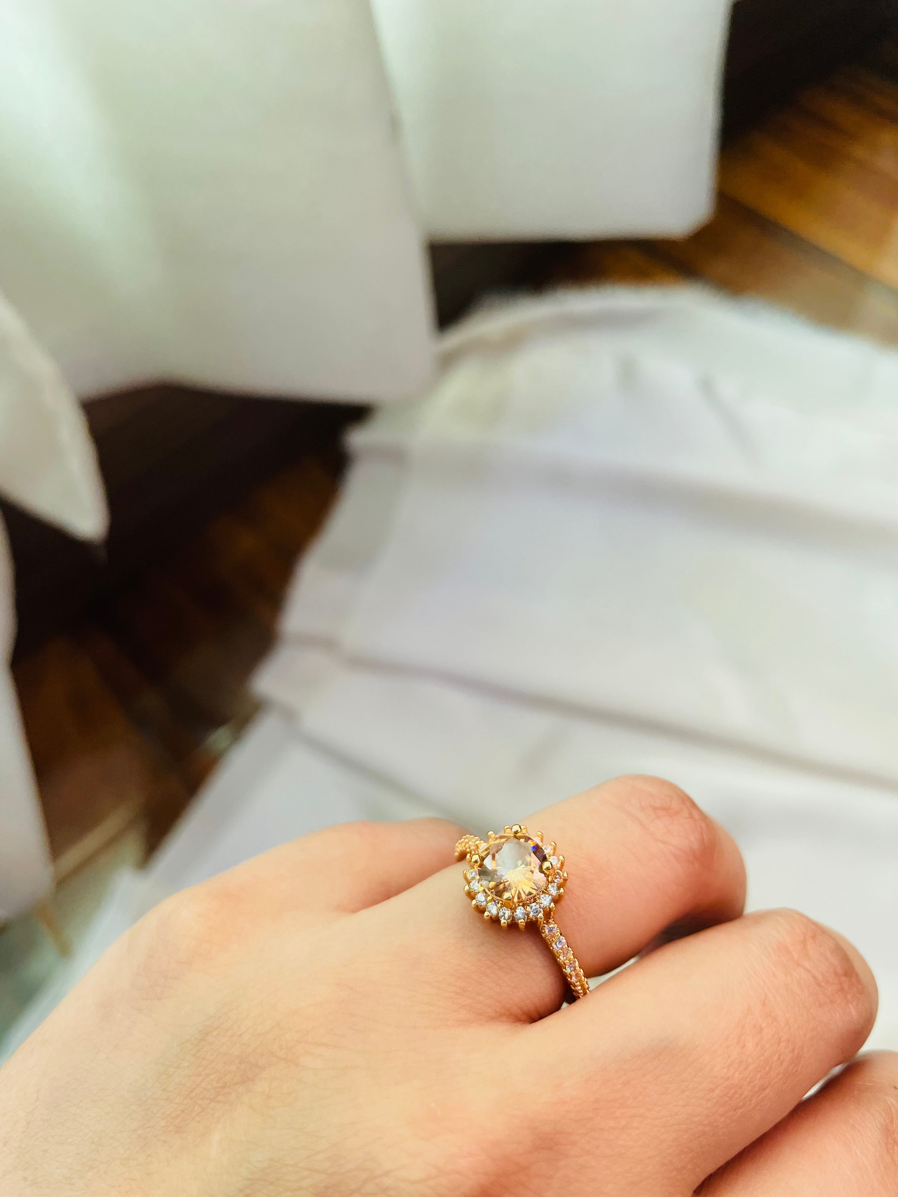 Golden Ring With Champagne Color (Adjustable) - Tarnish Free