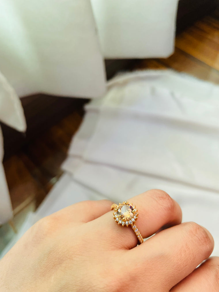 Golden Ring With Champagne Color (Adjustable) - Tarnish Free