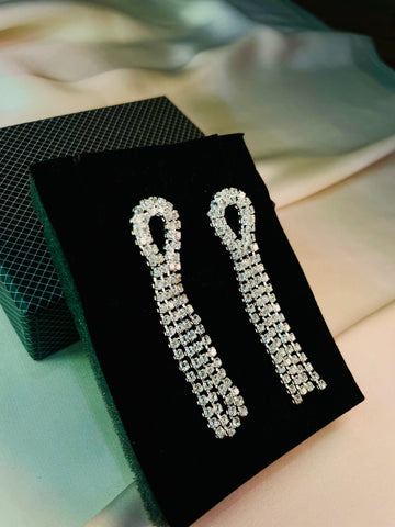 Crystal White Long Earrings