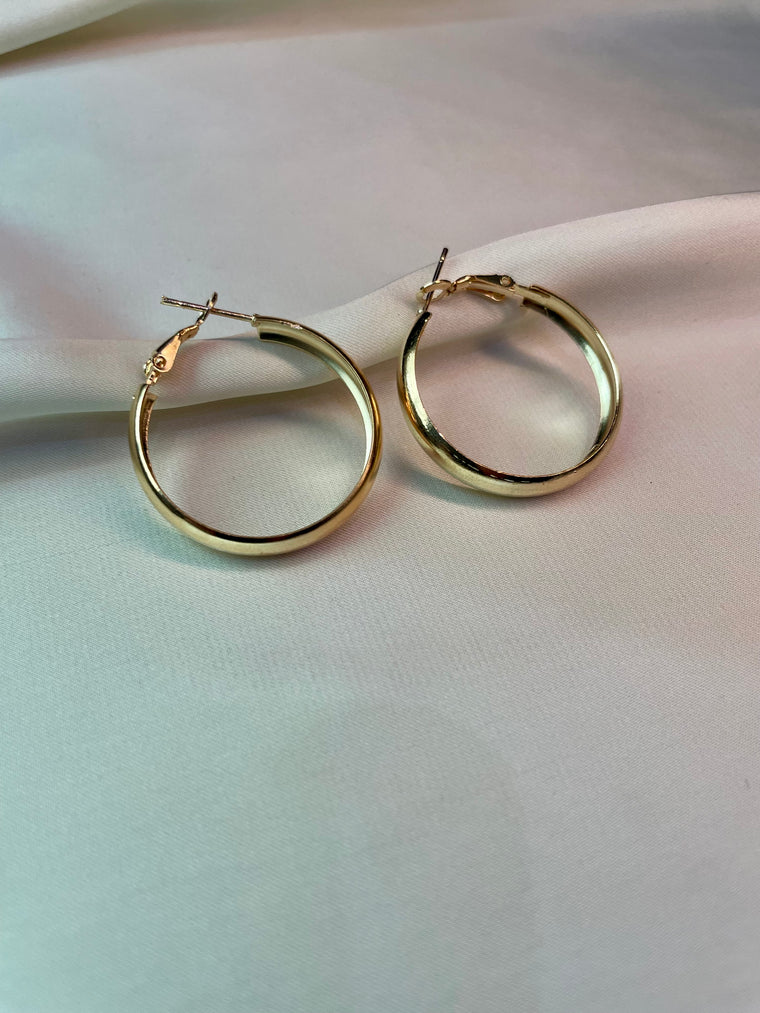 Golden Round Hoop Earrings -Tarnish Free