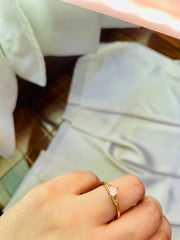Golden Engraved Stone Ring (Adjustable) - Tarnish Free