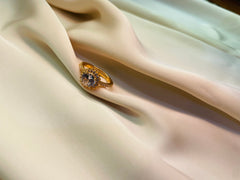 Golden Ring With Crystal White Stone  (Adjustable) - Tarnish Free