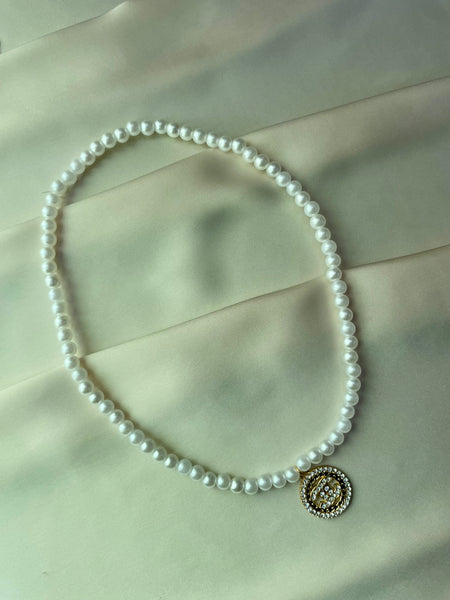Pearl Round Chain Necklace - With three interchangeable studs
