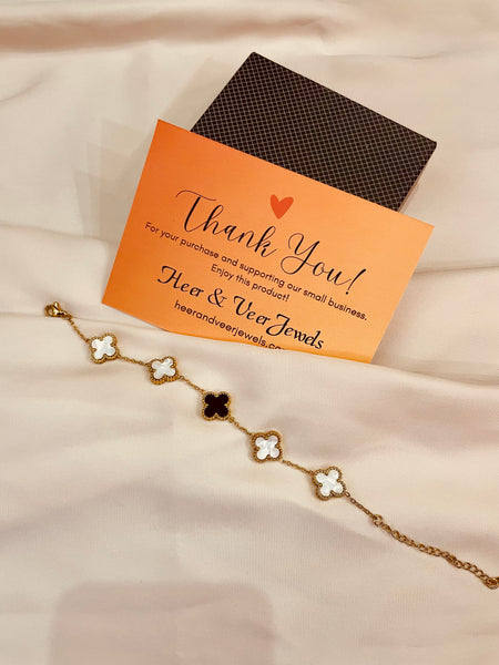 Stainless Steel Double Sided Clover Style Chain Bracelet