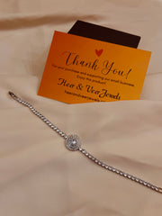 Big Round Zirconia Gem Stone Chain Bracelet