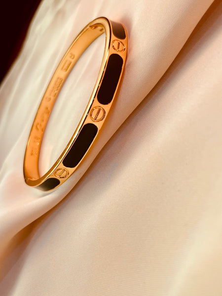 Cartier Inspired Black & Golden Bracelet - Tarnish Free