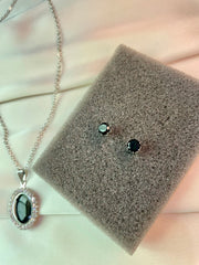 Pendent Set - Silver chain with black stone