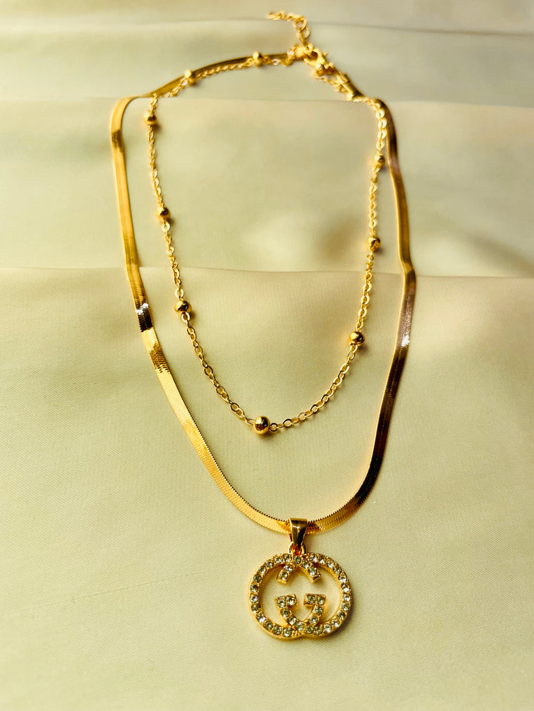 Double Chain Pendent Set With Two different stud’s - Tarnish free
