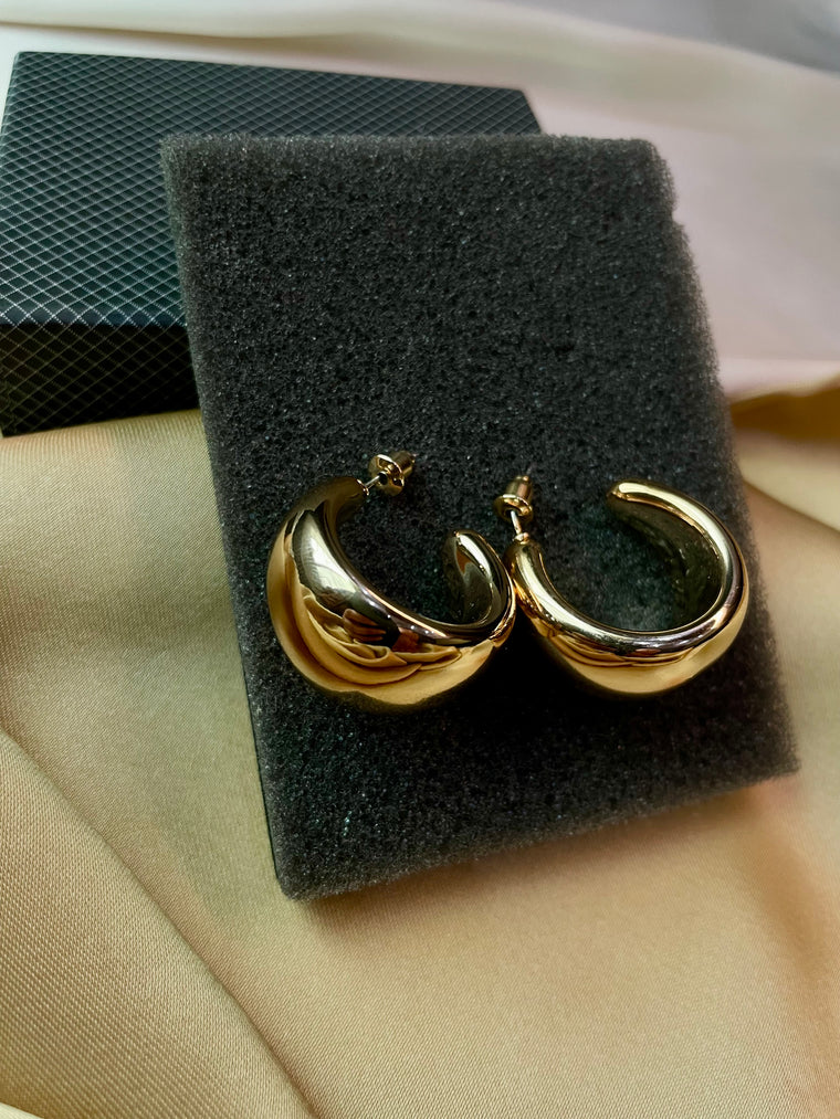 Golden V-Shape Hoop Earrings - Tarnish free