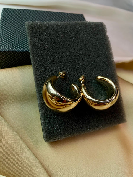 Golden V-Shape Hoop Earrings - Tarnish free