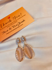 Crystal Champagne Pink Teardrop Dangle Earrings