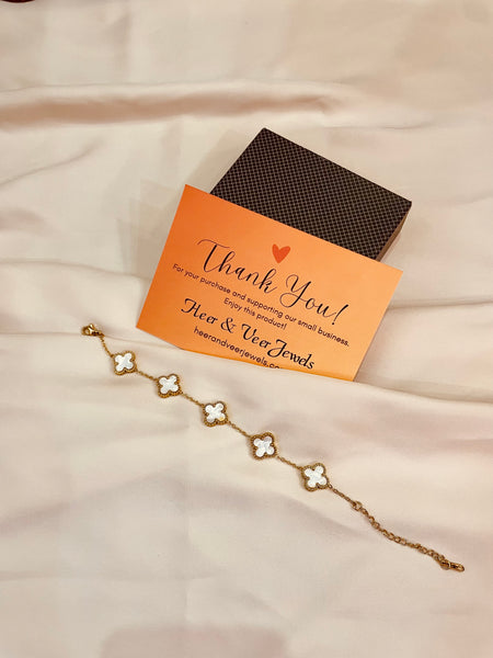 Stainless Steel Double Sided Clover Style Chain Bracelet