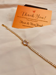 White Crystal & Rhinestone Studded Chain Bracelet