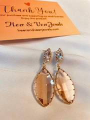 Crystal Champagne Pink Teardrop Dangle Earrings