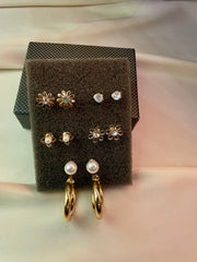 6 Pair Trendy Design Stud And Hoop Earrings