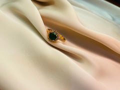 Golden Ring With Green Stone (Adjustable) - Tarnish Free