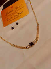 Choker Style Black& Silver Stone Studded Necklace With Stud's