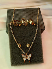 Butterfly Pendent set with three rings - Tarnish Free