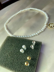 Pearl Round Chain Necklace - With three interchangeable studs