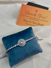 Big Round Zirconia Gem Stone Chain Bracelet