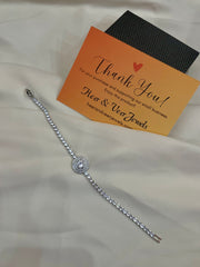 Big Round Zirconia Gem Stone Chain Bracelet