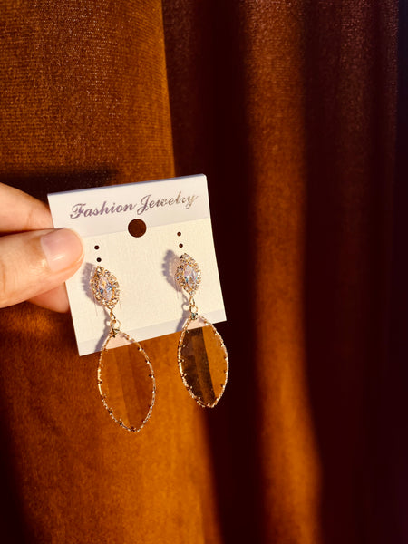 Crystal Champagne Pink Teardrop Dangle Earrings