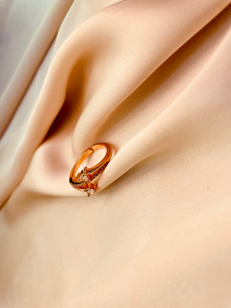 Tiny Double Heart Ring (Adjustable)- Tarnish Free