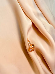 Double Flower Shape Crystal Open Ring (Adjustable) - Tarnish Free