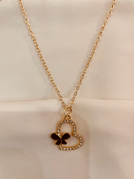 Butterfly Studded Heart Pendent Set With Interchangeable top's