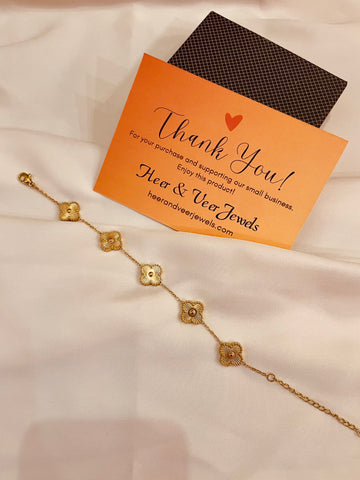 Stainless Steel Golden Clover Style Chain Bracelet