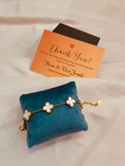 Stainless Steel Double Sided Clover Style Chain Bracelet