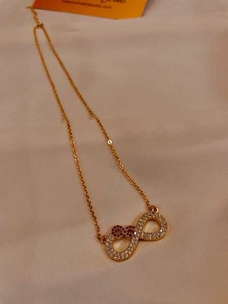 Premium Quality Infinity Symbol Red Stone Studded Necklace