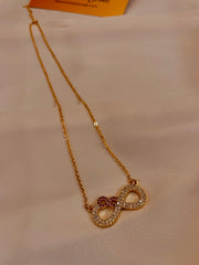 Premium Quality Infinity Symbol Red Stone Studded Necklace