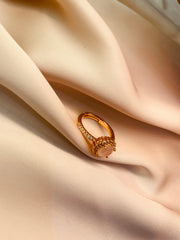 Golden Ring With Baby Pink Color Stone (Adjustable) - Tarnish Free