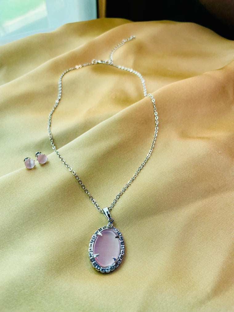 Pendent Set - Silver chain with lavender stone