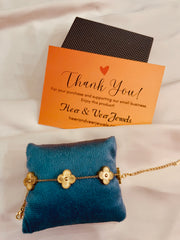 Stainless Steel Golden Clover Style Chain Bracelet