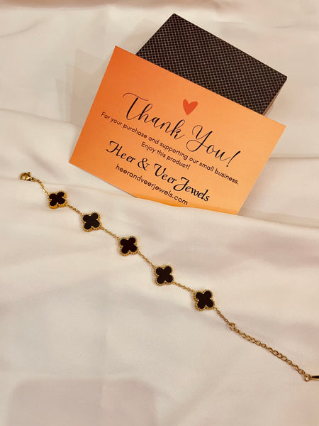 Stainless Steel Double Sided Clover Style Chain Bracelet