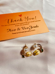 Tulip Cream Yellow Pearl Flower Stud Earring