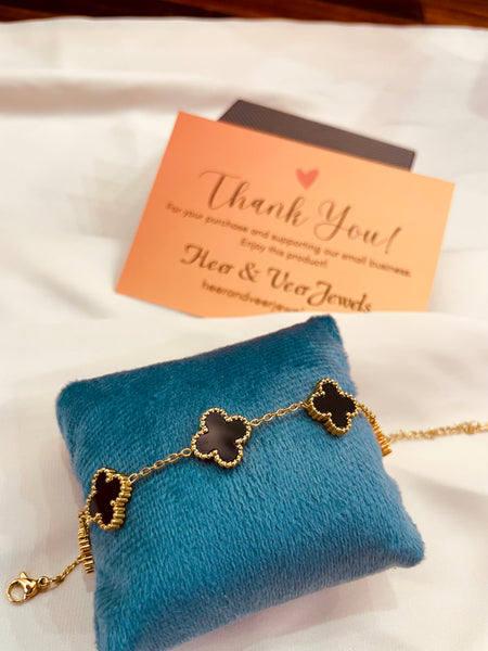 Stainless Steel Double Sided Clover Style Chain Bracelet