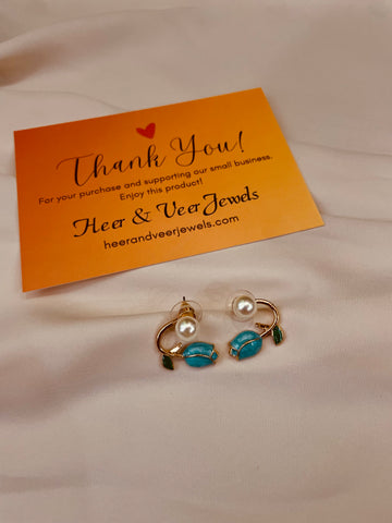 Tulip Light Blue Pearl Flower Stud Earring