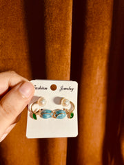 Tulip Light Blue Pearl Flower Stud Earring