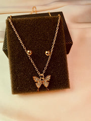 Butterfly Pendent Set With Studs- Tarnish free
