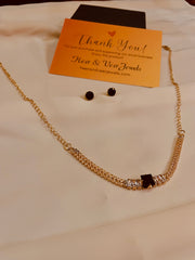 Choker Style Black& Silver Stone Studded Necklace With Stud's