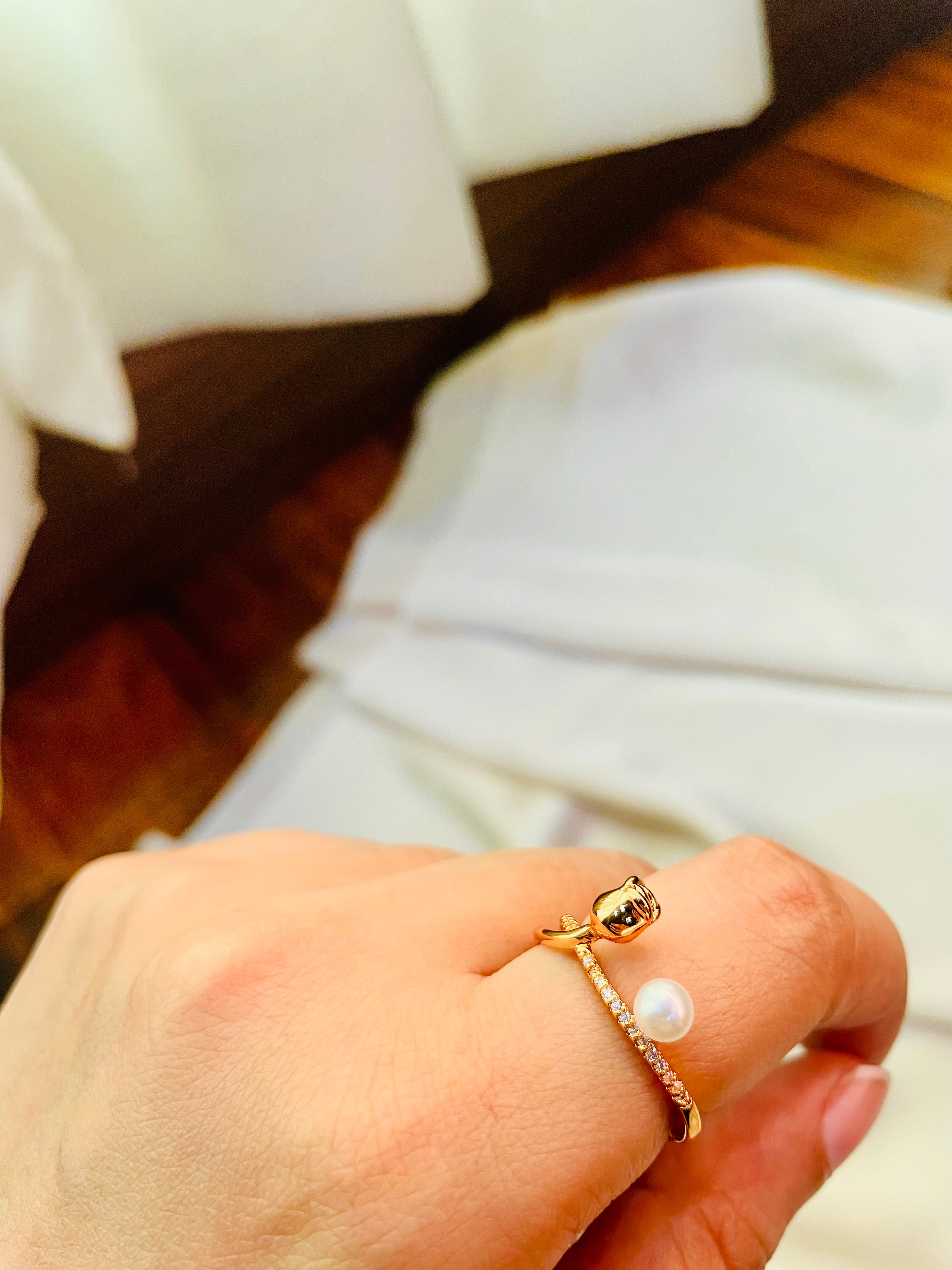 Korean Style Pearl Ring (Adjustable) - Tarnish Free