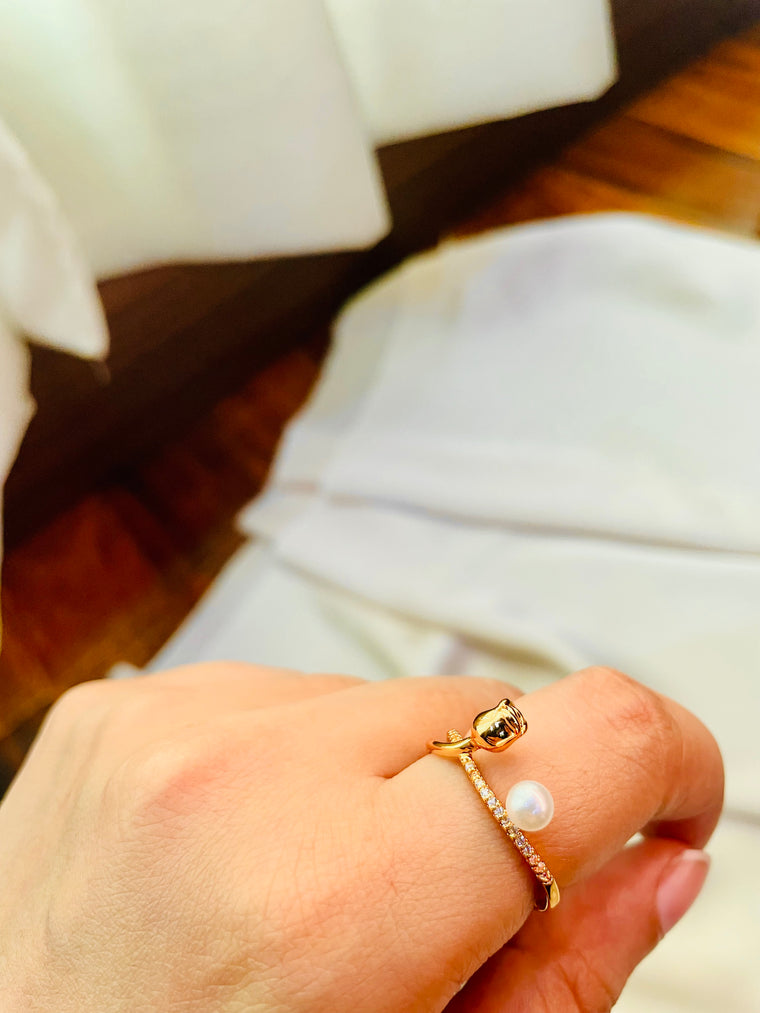 Korean Style Pearl Ring (Adjustable) - Tarnish Free