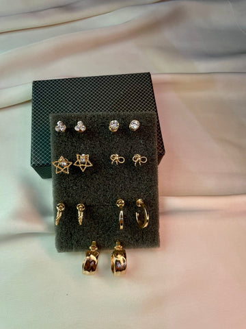 Pack of 7 Pairs Multistyle Studs and Small Hoop
