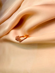 Classic Leaf Studded Ring (Adjustable) - Tarnish Free