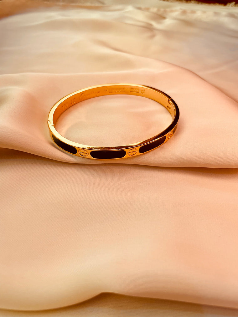 Cartier Inspired Black & Golden Bracelet - Tarnish Free