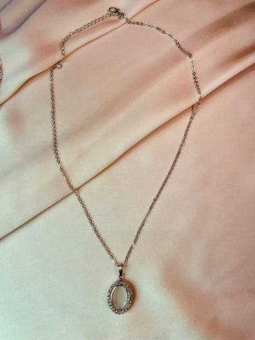 Pendent Set - Silver chain with white stone